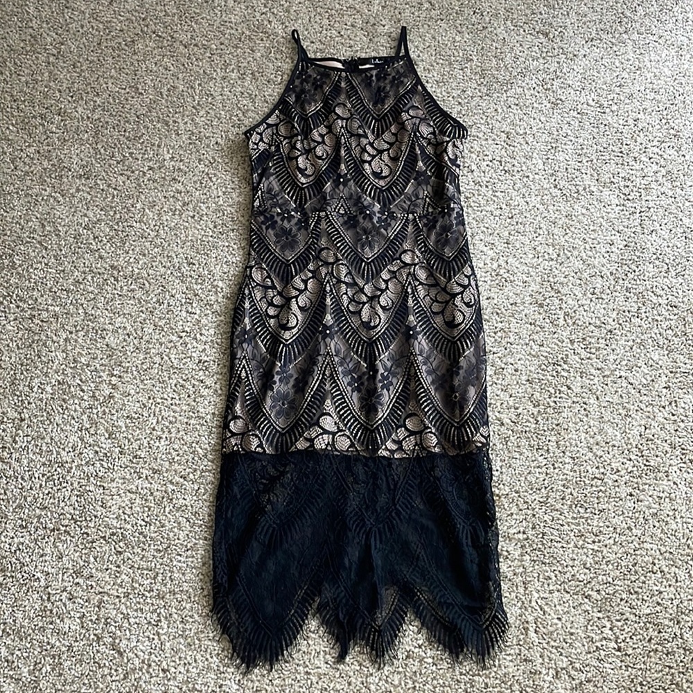 Lulu’s Lace Bodycon Midi Dress - Black, Small